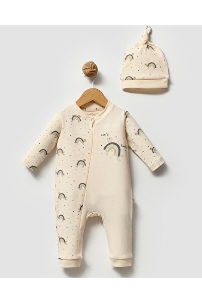 KapsülBebek 100% Organic Cotton Zippered Baby Romper - Hat