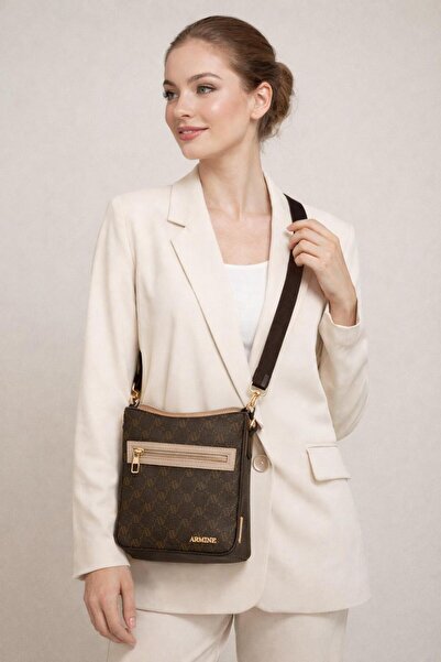 Armine Women's Dotted Hand and Shoulder Bag 423 Brown