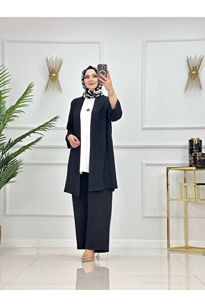 Summer Store Shayma Zero Sleeve Innerwear-Cardigan and Pants Three-Piece Set