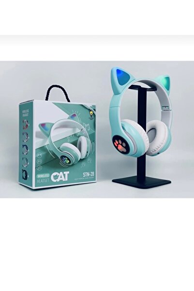 Bluetooth Stereo Kulaklık Cat Kulaklık Kedi Kulaklık Kedili Işıklı Patili Mik...