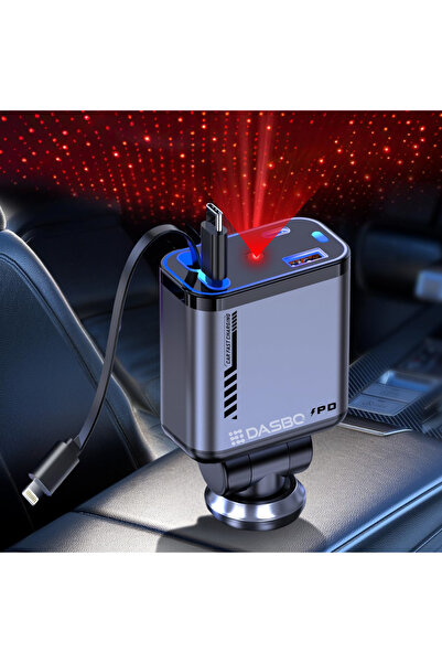 Dasbo Încărcător auto multifuncțional 5 în 1 cu lumină ambientală, proiector ...