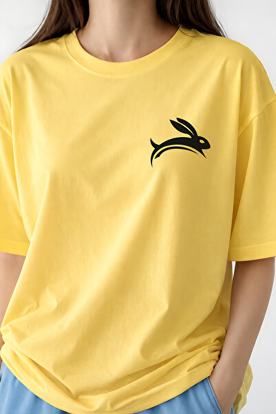 ArtYus Bouncing Bunny Printed Cotton Relaxed Fit Round Neck Unisex T-Shirt