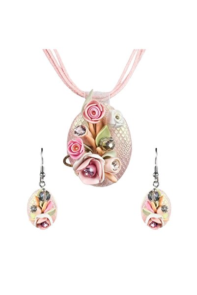 Miidefloriart Handmade set with long crystal earrings, model 74