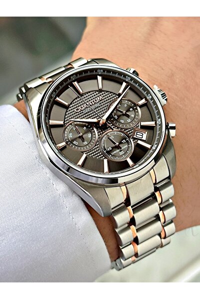 Quantum Functional Silver-Copper Color Sapphire Glass Steel Band Steel Case M...