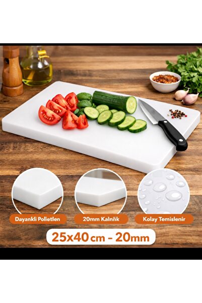 Tasarım Kasap & Mutfak Tipi Polietilen Kesme Tahtası 25x40 cm – 20 mm