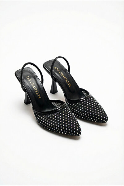 Les Chatelets Lumière De Soir Women's Stone Mesh 9cm Slingback Heeled Shoes