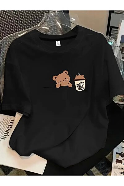 FUFLUNS TRIOC OVERSIZE CU Gâtul Bicicletă, Imprimat SWEAT BEAR