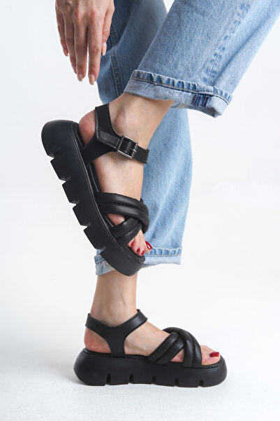 LexasUs Women's Sandals Black Thick Heeled Adjustable Daily Buckle Summer Sli...