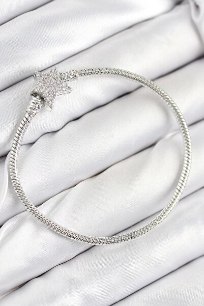 Inure Jewelry Brass Charm Zircon Stone Star Model Silver Color Women's Bracelet