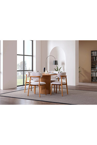 Home YemekMasası BAMBU RENK 90x90 yuvarlak masa ve 4 adet metal sandalye 1.KA...