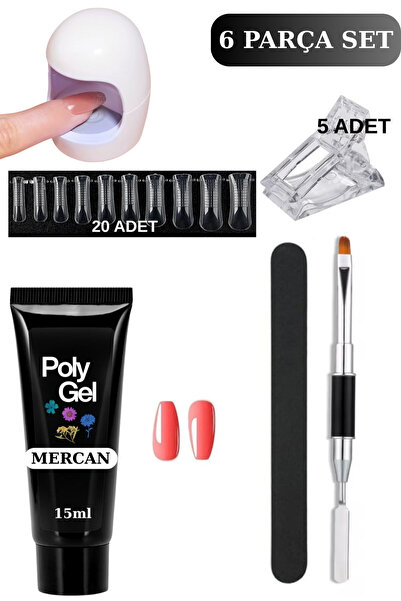 Uni zer 6 Parça Evde Tırnak Uzatma Poly Gel Seti Protez Tırnak Yapma Mini Uv ...
