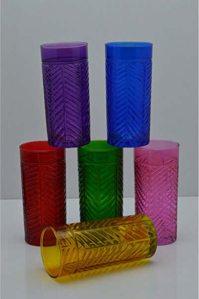 CAM RENKLİ 6'LI KRİSTAL KESME İŞLEMELİ KAHVE YANI BARDAK