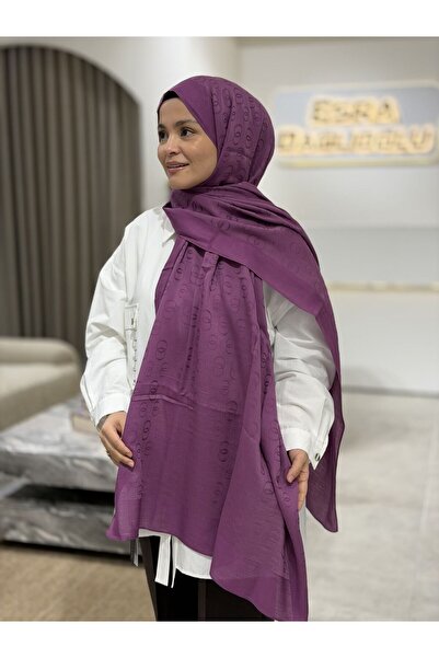 Imannoor ZİNCİR DESEN JAKAR DÜZ ŞAL PURPLE