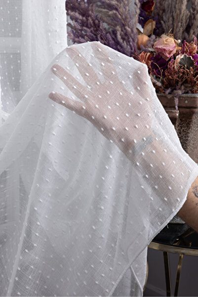 Assina Yoson Keten Dokulu Ekru 1/3 Sık Pile Ütü İstemez Salon OdaTül Perde