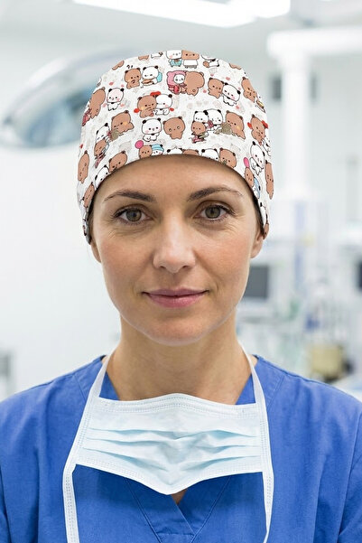 Lion Üniforma Dudububu 1 Desenli Unisex Cerrahi Bone Hemşire ve Doktor Bone