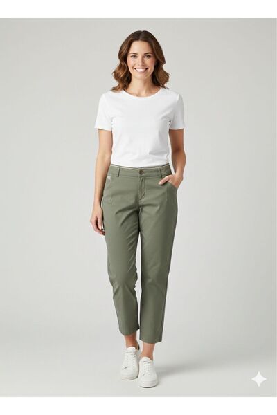 Vera Boutiqe Kadın Havuç Paça Pamuklu Pantolon - Bel Detaylı ve Rahat Kesim