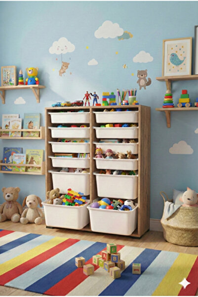 decosense 12 Çekmeceli Çok Amaçlı Oyuncak Dolabı ve Saklama Ünitesi – Çocuk O...