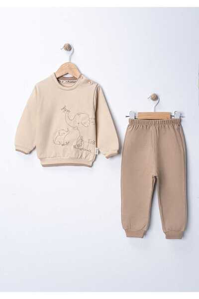 MyPrettyBaby FİL NAKIŞLI %100 PAMUK ERKEK BEBEK MEVSİMLİK İKİİP KUMAŞ ALT ÜST...