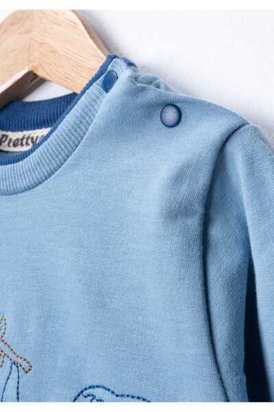 MyPrettyBaby طقم ملابس للأطفال الذكور مكون من قطعتين مطرز بتصميم الفيل، مصنوع من القطن 100٪، مناسب للمواسم المختلفة