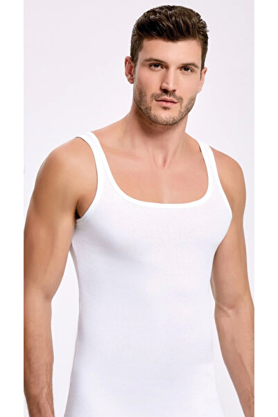 İlke Men'S, White, 100% Cotton, Ribbed Knit , 6-Pack Undershirts