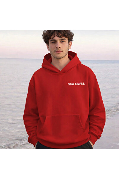 Infire clothing Unisex 100% Cotton Stay Simple Written Printed Hooded Sweatshirt