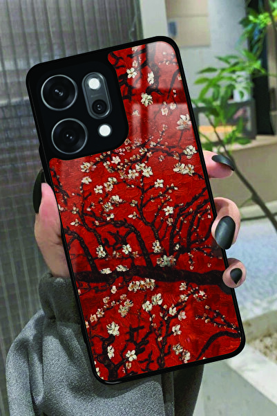 OPPO Reno 14 Pro Uyumlu Van Gogh Kırmızı Ağaç Tablo Tasarımlı Glossy Premium ...