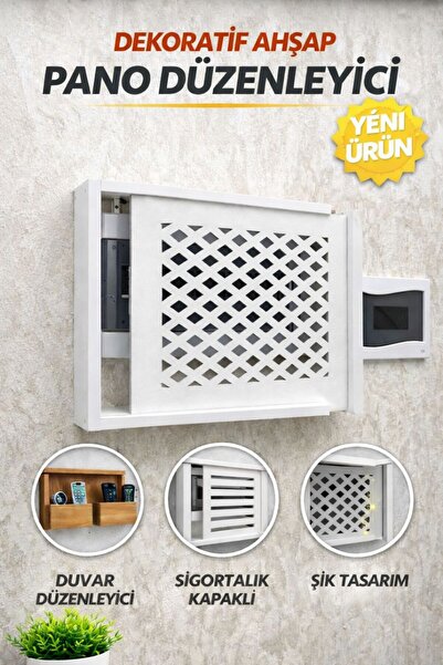 AA AHŞAP White and Grey Wood Electrical Panel Concealer |   Decorative Wall O...