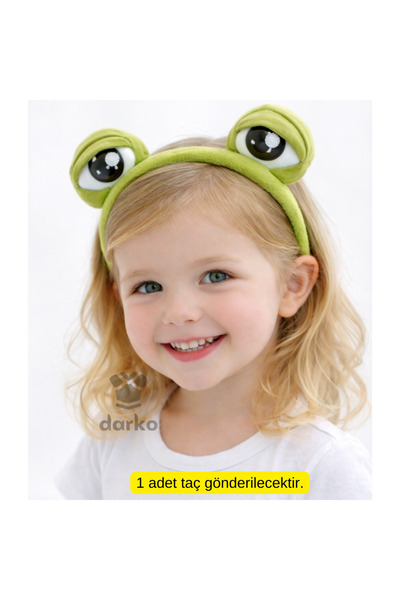 darko Kurbağa Gözlü Taç Kurbağa Taç Kurbağalı Taç Yeşil Çocuk Tacı Komik Frog...