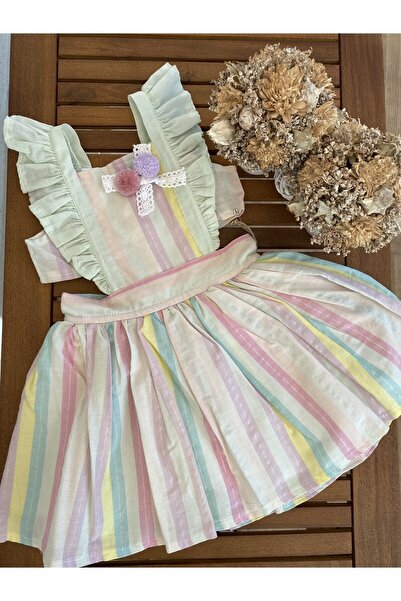 Baby Aden Babyaden Natalia Birthday Party Striped Lined Cotton Girl's Dress w...