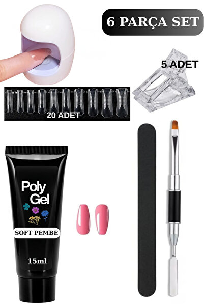 Uni zer 6 Parça Evde Tırnak Uzatma Poly Gel Seti Protez Tırnak Yapma Mini Uv ...
