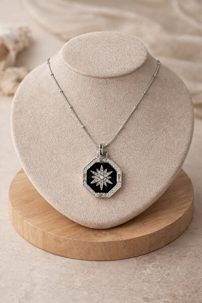 ÇAĞ MODA AKSESUAR Onixli Stainless Steel Necklace