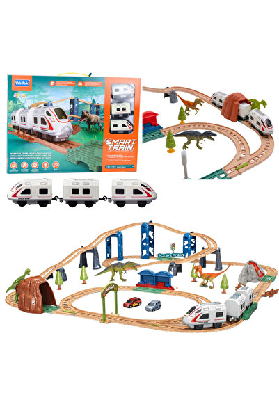 LEAN Interactive Electric Train with Volcano Tunnel and Dinosaurs 95 cm