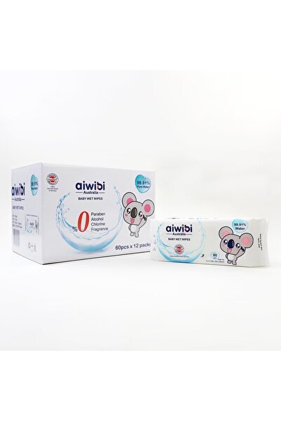 Aiwibi Pure Water Baby Wipes, Ultra-Soft & Gentle, Alcohol-Free (6 Pack, 360)