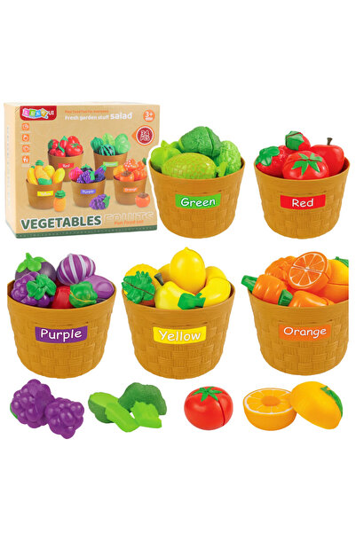 LEAN Set Educativ Sortare Fructe si Legume pentru Taiat 34 piese