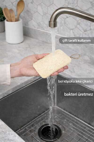 Beta 2 Adet %100 Doğal kabak lifi bulaşık süngeri çift taraflı 12/8 cm