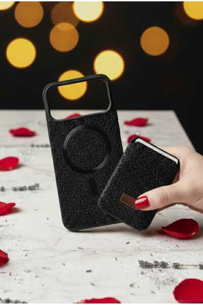 KumOziShop iPhone 17 PRO Uyumlu MagSafe ve Mıknatıs Özellikli Taşlı Cüzdanlı ...