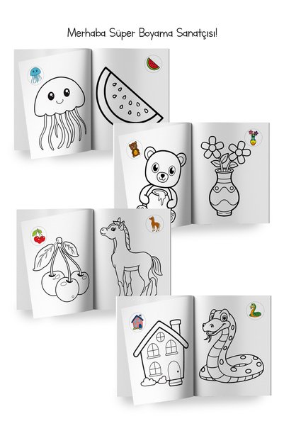 Parodi Yayınları Super Tonton and Fluffy Coloring Book |   Set of 2 |   Pull and Pull |   Preschool Educational Painting