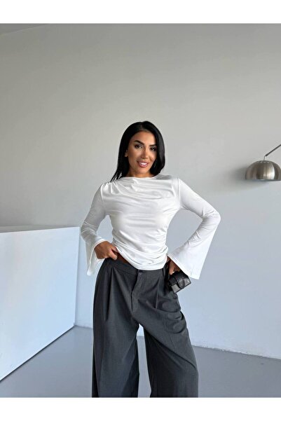 Freya Yanları Büzgülü İspanyol Kol Detaylı Şık Bluz