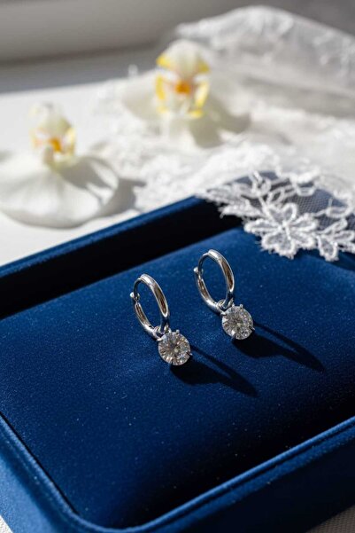 Takıparkxs Vip Steel Stainless Dangle Oval Zircon Stone Hoop Earrings–Detacha...