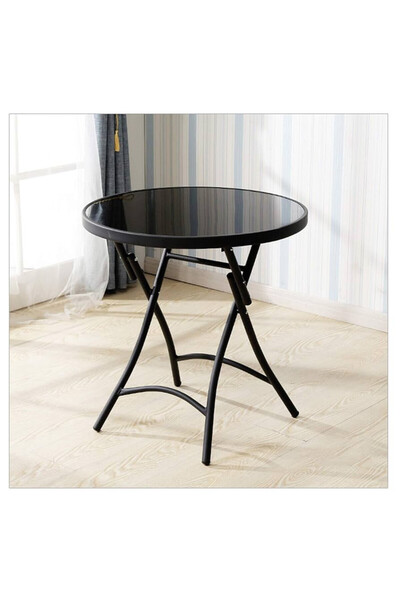 OEM Round folding table made of tempered glass, 80 cm, Ideal for terrace, bal...