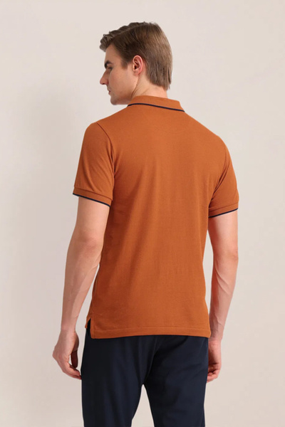 U.S. Polo Assn. Mens Orange Typographic Printed Cotton Polo Shirt