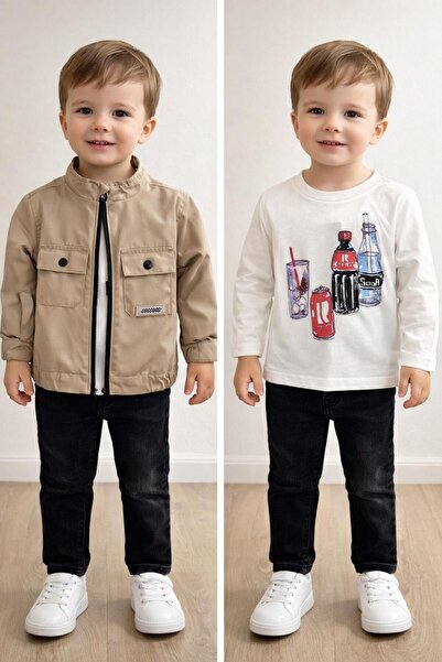 Universal BAYRAMLIK ERKEK ÇOCUK 3'LÜ ALT - ÜST TAKIM