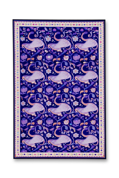 Rugs Modern Halı Mosso Blue Themed Fish and Flower Figures Patterned Woven Ba...