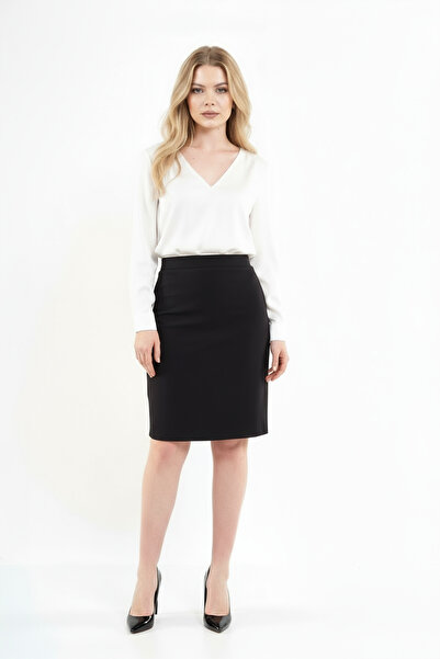 Volanlı Black Pencil Skirt