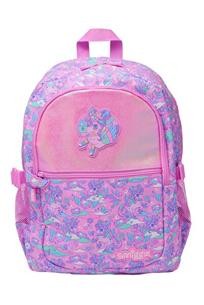 SMIGGLE حقيبة ظهر مدرسية كلاسيكية من تريلبليزر، متعددة الأقسام، مع جيب لحمل ز...