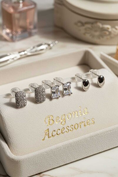 Takıparkxs Vip Steel Baguette Figured Zircon Stone Luxury Nail Earring Set – ...