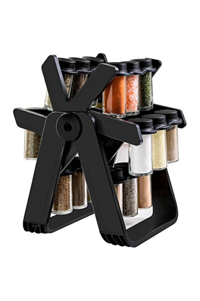 longziming Rotating Spice Organizer with 18 Glass Containers and Plastic Stan...