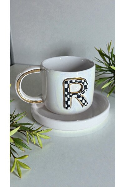 Deniz Kızı Seramik Handmade Ceramic Cup with the Letter R