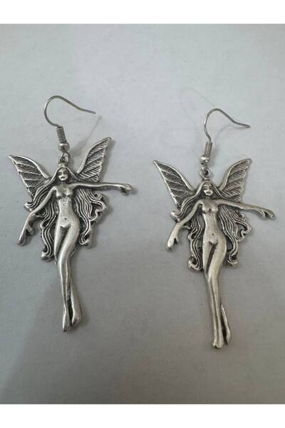 Yuchicly Silver Color Dangle Daily Women's Earrings with Winged Fairy Figure