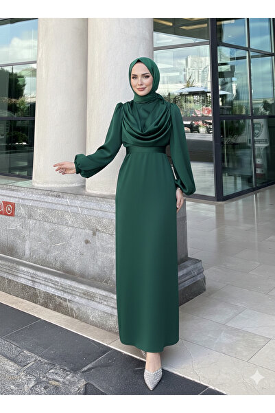 modasusev Dagaje Detailed Satin Hijab Evening Dress